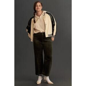 NWT Maeve The Colette Cropped Corduroy Wide Leg Pants Sz 34 Petite Green #7E411